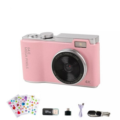 Pink Digital Camera HD 1080P, 64MP, 2.4'' LCD, 8X Zoom, Anti-Shake
