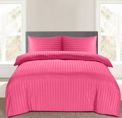 Pink Duvet Covet Set Single Double King Super King Size Bed Egyptian Stripe Quilt Covers With Pillowcase