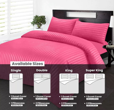 Pink Duvet Covet Set Single Double King Super King Size Bed Egyptian Stripe Quilt Covers With Pillowcase