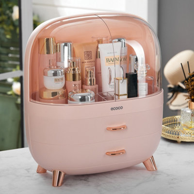 Pink Elegant Multi Function Make Up Case Cosmetic Storage Box with Drawers and Doors Price Comparisons | Compare The Build