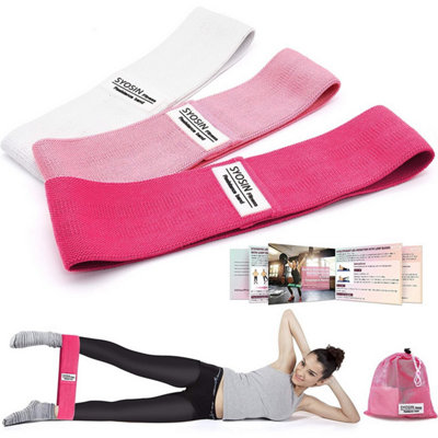 Pink Exercise Resistance Bands Set of 3 Home Fitness Strength Training