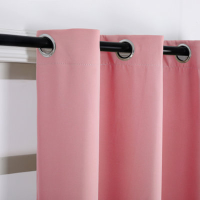 Bagaille Curtain ★ PINK Pink Eyelet Curtains - Thermal Blackout Curtains - 46 x 54 Inch