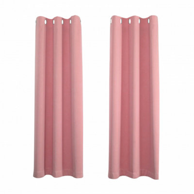 Pink Eyelet Curtains - Thermal Blackout Curtains - 46 x 63 Inch