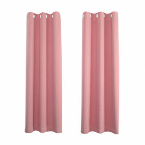 Pink Eyelet Curtains - Thermal Blackout Curtains - 46 x 63 Inch Drop - 2 Panel
