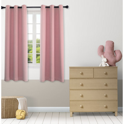 Pink Eyelet Curtains - Thermal Blackout Curtains - 46 x 63 Inch