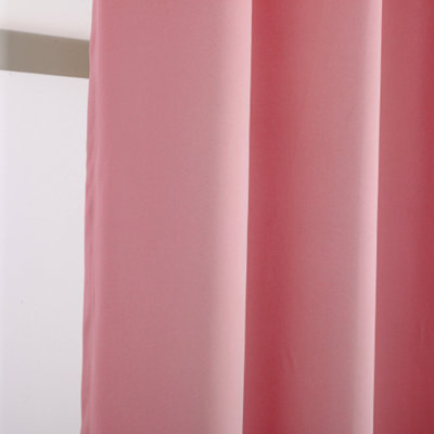 Pink Eyelet Curtains - Thermal Blackout Curtains - 46 x 63 Inch