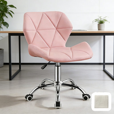 Pink Faux Leather Office Chair with Chrome Legs - Adjustable Height ...