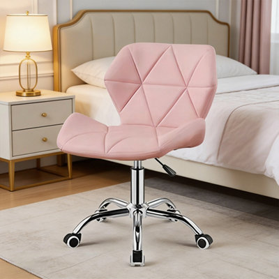 Pink Faux Leather Office Chair with Chrome Legs - Adjustable Height ...