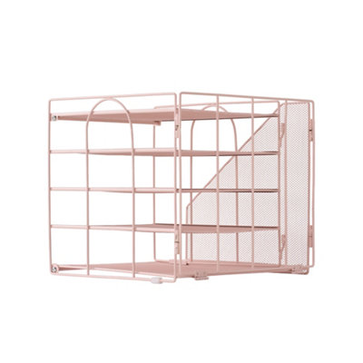 Pink Five-tier Desktop Storage Rack with Vertical File Organizer, 31cm ...
