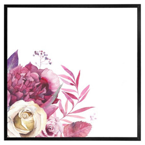 Pink floral (Picutre Frame) / 24x24" / Black