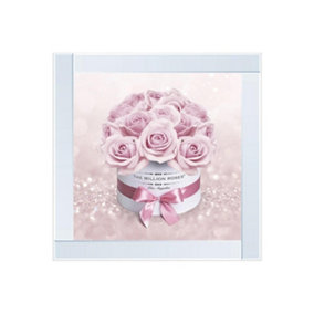 Pink flower box Glitter Liquid Wall Art