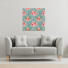 Pink Flowers (Canvas Print) / 101 x 101 x 4cm