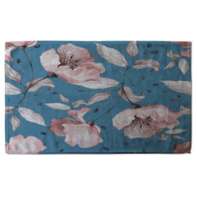 Pink Flowers on Blue (Bath Towel) / Default Title