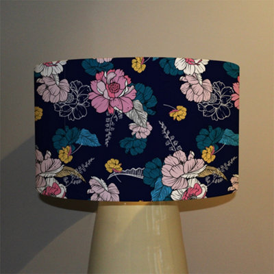 Pink Flowers On Navy (Ceiling & Lamp Shade) / 25cm X 22cm / Ceiling ...