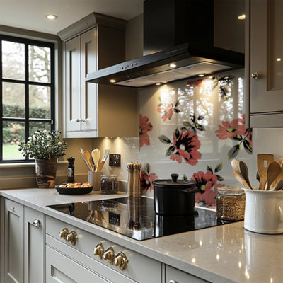 Pink Flowers Splash Back designer style