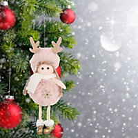 Pink Fluffy Angel Figurine Christmas Tree Hanging Ornaments Christmas Trees Doll