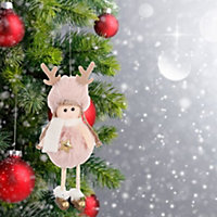 Pink Fluffy Angel  Figurine Hanging Ornaments for Christmas Tree