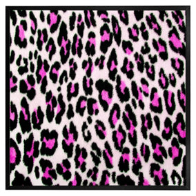 Pink fluffy leopard (Picutre Frame) / 16x16" / Black