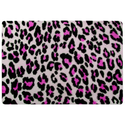 Pink Fluffy Leopard Special Soft Home Rug
