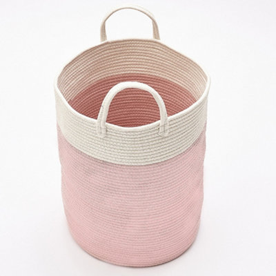 Pink Folding Cotton Laundry Hamper Basket  Clothes Storage Bin Kid Toys Storage Box