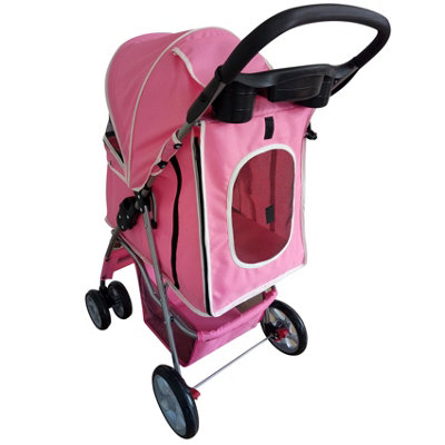 Pink Folding Pushchair Pet Stroller