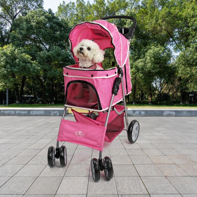 Pink Folding Pushchair Pet Stroller - 3
