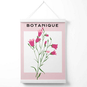 Pink Foxglove Flower Market Boho Poster with Hanger / 33cm / White