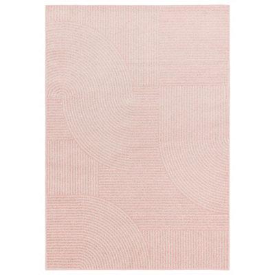 Pink Geometric Easy to Clean Abstarct Rug For DiningRoom-200cm X 290cm