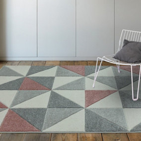 Pink Geometric Modern Easy to clean Rug for Dining Room-120cm X 170cm