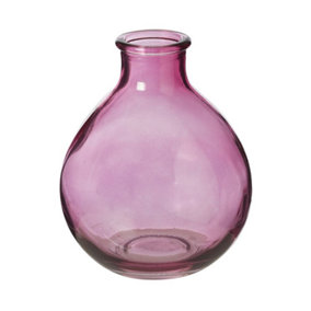 Pink Glass Round Bud Vase . H12 X Dia 9.5 cm