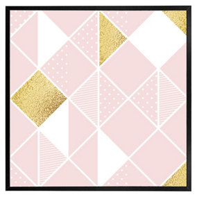Pink & gold geometric (Picutre Frame) / 20x20" / Black