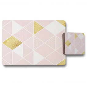 Pink & Gold Geometric (Placemat & Coaster Set) / Default Title