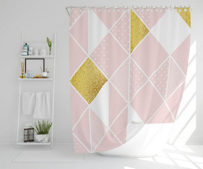 Pink & Gold Geometric (Shower Curtain) / Default Title Price Comparisons | Compare The Build
