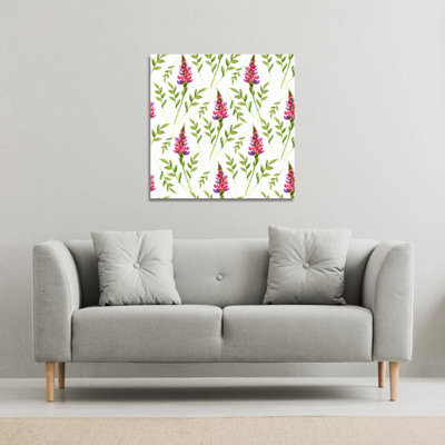 Pink & Green Leaves (Canvas Print) / 101 x 101 x 4cm