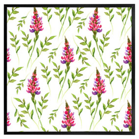Pink & green leaves (Picutre Frame) / 16x16" / Brown