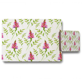 Pink & Green Leaves (Placemat & Coaster Set) / Default Title