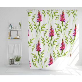 Pink & Green Leaves (Shower Curtain) / Default Title