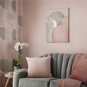 Pink & Grey Art Deco Geometric Printed Canvas Wall Art