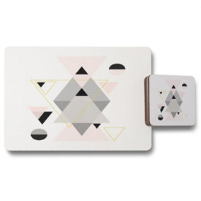 Pink & Grey Geometric Triangles (Placemat & Coaster Set) / Default Title