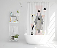 Pink & Grey Geometric Triangles (Shower Curtain) / Default Title