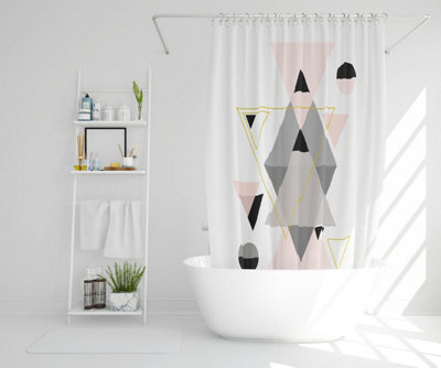 Pink & Grey Geometric Triangles (Shower Curtain) / Default Title Price Comparisons | Compare The Build