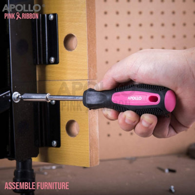 Pink Hand Tool Kit Set for Ladies with Precision Screwdriver in Box Apollo 39pc