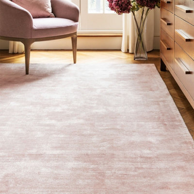 Pink Handmade , Luxurious , Modern , Plain Easy to Clean Viscose Rug ...