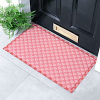 Pink Heart Patterned Indoor & Outdoor Doormat - 70x40cm