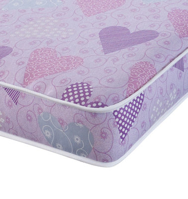 Pink Hearts Kids All Foam Mattress 10cm Deep - Great for Trundle Beds, Bunk Beds and Cabin Beds - European Single