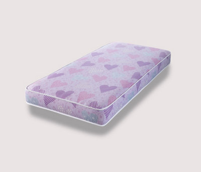 Pink Hearts Kids All Foam Mattress 10cm Deep - Great for Trundle Beds, Bunk Beds and Cabin Beds - European Single