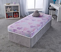 Pink Hearts Kids All Foam Mattress 10cm Deep - Great for Trundle Beds, Bunk Beds and Cabin Beds - Single
