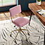Pink Height Adjustable Swivel Velvet Upholstered Rolling Office Chair