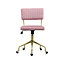 Pink Height Adjustable Swivel Velvet Upholstered Rolling Office Chair