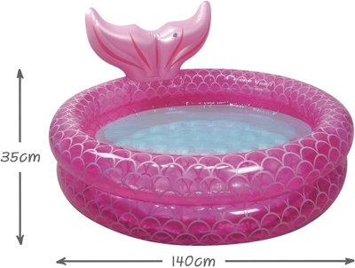 Pink Kids Inflatable Mermaid Paddling Pool for Children Toddlers